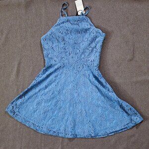 Loveriche Women's Size Small Lace Strap Halter Dress Lined Light Blue NWT Defect